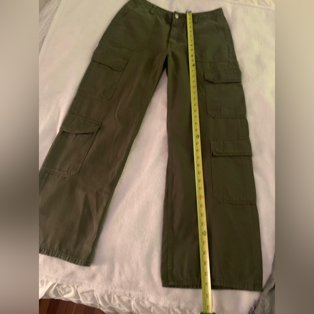 Zara High Rise Wide Leg Army Green Cargo Pants 8 - Picture 11 of 13